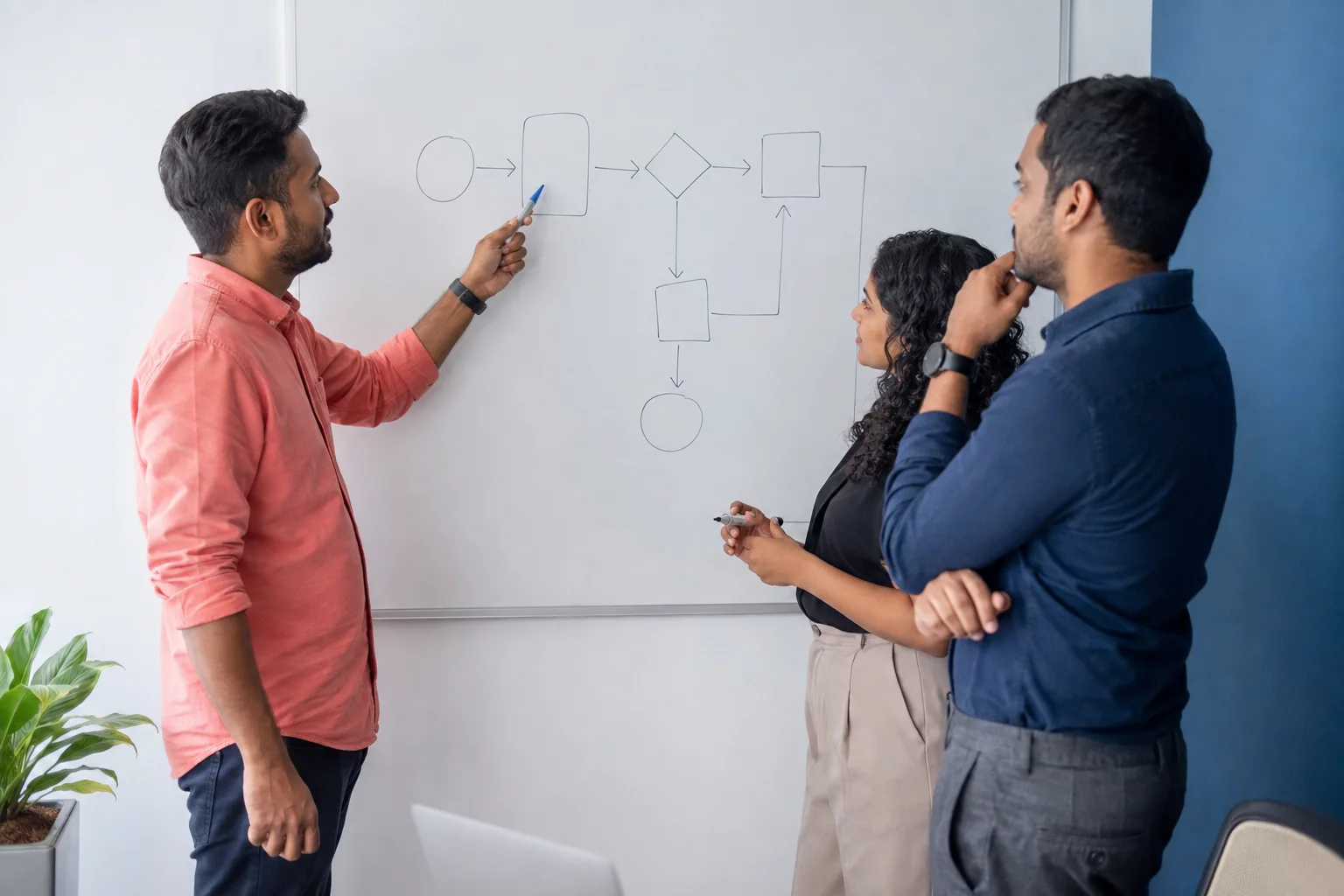 Sri Lankan product team mapping a custom business workflow